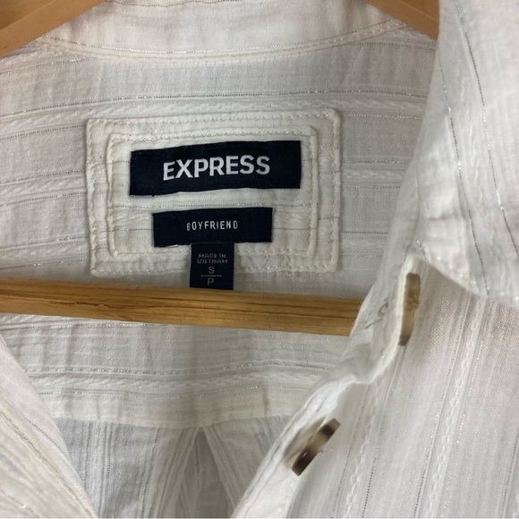 Express Boyfriend Shirt with Silver Pinstripe - Picture 2 of 4